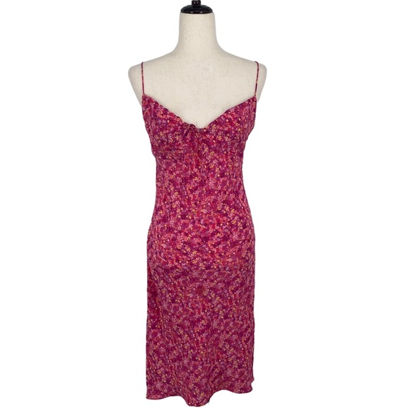 Express Dresses & Skirts - Express | Y2K Boho Pink Floral Midi Dress, Size 3/4